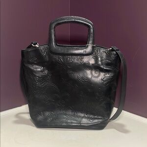 Elegant Black Embossed Handbag